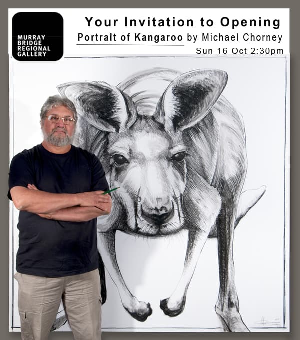 Portrait of Kangaroo by Michael Chorney exhibition invitation