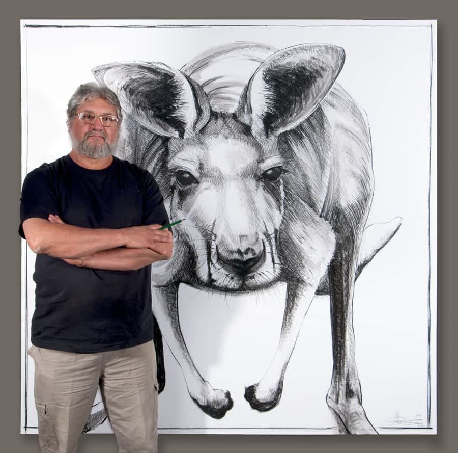 Australian artist - Michael Chorney Drawing of Kangaroo